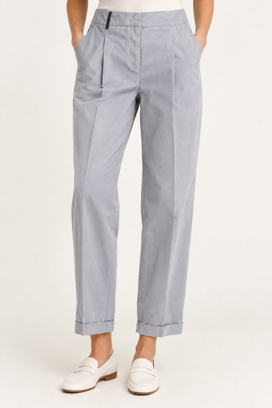 Peserico High Rise Cropped Cotton Pants Womens IT 46 US 10 Gray NWT Italy $675